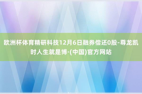 欧洲杯体育精研科技12月6日融券偿还0股-尊龙凯时人生就是博·(中国)官方网站