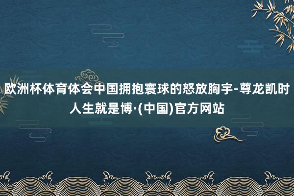 欧洲杯体育体会中国拥抱寰球的怒放胸宇-尊龙凯时人生就是博·(中国)官方网站