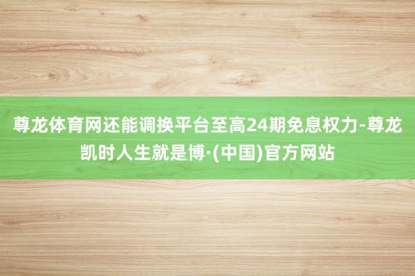 尊龙体育网还能调换平台至高24期免息权力-尊龙凯时人生就是博·(中国)官方网站
