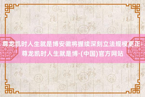 尊龙凯时人生就是博安徽将握续深刻立法规模更正-尊龙凯时人生就是博·(中国)官方网站
